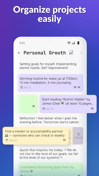 Inbox and task list with filters